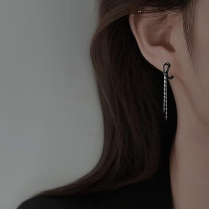 SLUYNZ 925 Sterling Silver Hoop Earrings Tassel for Women Teen Girls Hoop Earrings Huggie Dangling Chain