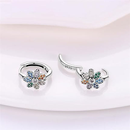 925 Sterling Silver Hoop Earrings Huggie Earrings Colorful Cubic Zirconia Hypoalleric Small Hoop Earrings