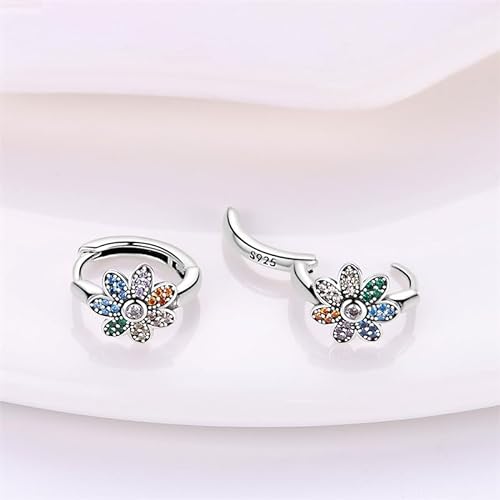 925 Sterling Silver Hoop Earrings Huggie Earrings Colorful Cubic Zirconia Hypoalleric Small Hoop Earrings