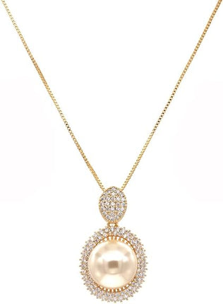 Lavencious Oval Dangle Jewelry Set Cream Color Pearl Necklace & Earrings Sets For Women Gold and Silver color