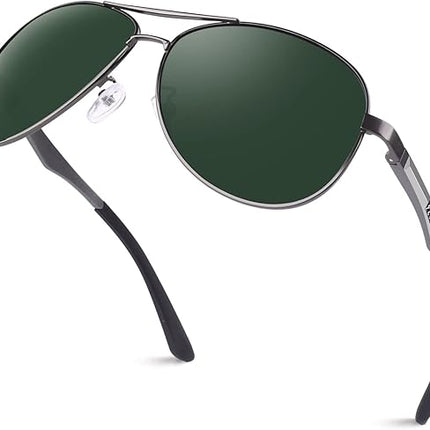 GQUEEN Classic Military Style Pilot Polarized Sunglasses Spring Hinges Al-Mg for mens MOS1