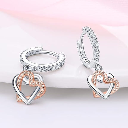925 Sterling Silver Earrings Dangle Drop Earrings for women, Cubic Zirconia Hoop Earrings Dangle Huggie Earrings Hypoallergenic Silver Drop Earrings