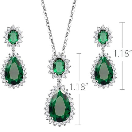 Lavencious Teardrop Dangle Necklace & Earring Sets for women Trendy AAA Cubic Zirconia For Women