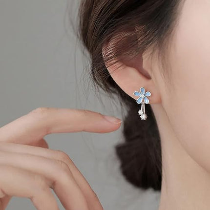 SLUYNZ 925 Sterling Silver Pretty Flowers Earrings Studs for Women Teen Girls Elegant CZ Flowers Studs Earrings