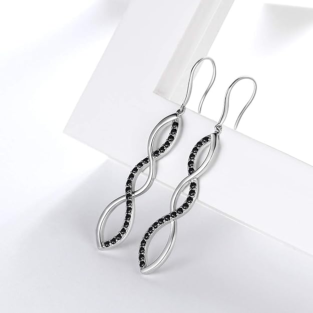 Aurora Tears 925 Sterling Silver Infinity Dangle Earrings Women Crystal Drop Earrings AAA+ Cubic Zirconia Hook Earrings Girls Dating Jewelry DE0062