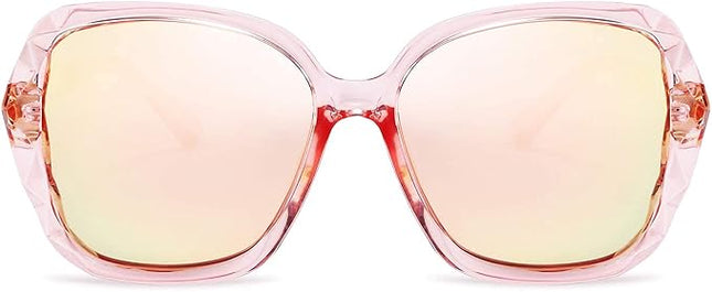 FEISEDY Polarized Women Square Sunglasses Sparkling Composite Shiny Frame B2289