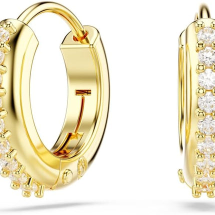 Swarovski Matrix Hoop Earrings, Round Cut, Clear Crystals, Gold-Tone and Rhodium Finishes