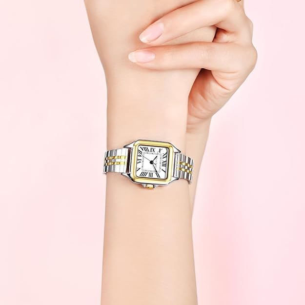 Classic Square Watches for Women with Roman Numerals Ladies Casual Dress Watch