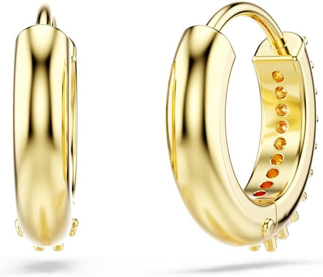 Swarovski Matrix Hoop Earrings, Round Cut, Clear Crystals, Gold-Tone and Rhodium Finishes