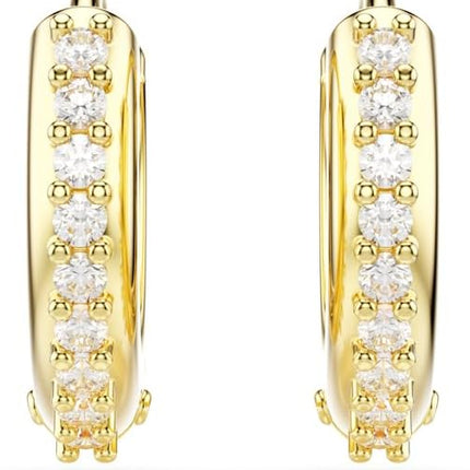 Swarovski Matrix Hoop Earrings, Round Cut, Clear Crystals, Gold-Tone and Rhodium Finishes