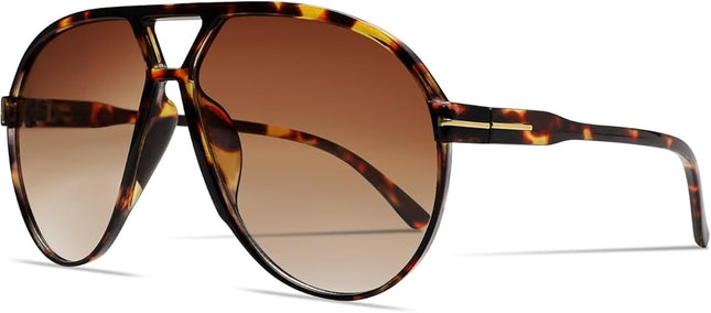 Retro Aviator Sunglasses for Women Men Oversized Classic 70s Vintage Trendy Tangle Free Square Aviators Sun Glasses