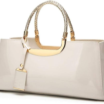 jessie Patent Leather Structured Shoulder Handbag Women Evening Party Satchel Crossbody Top Handle Bags