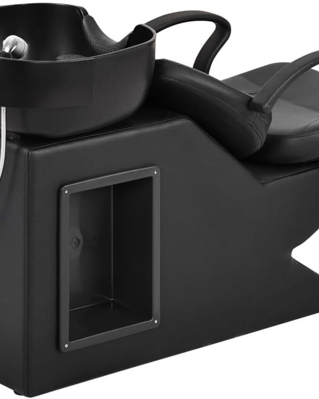 Seogwisam Shampoo Bowl and Chair Set for Salon | PU Leather | ABS Bowl Sink Basin | Built-in Storage Box | High-Density Sponge | Ergonomic Design | Soft...