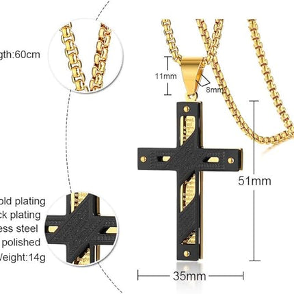 MEALGUET Stainless Steel Crucifix Cross Pendant Necklace,Men's Cross Necklace with Chunky Byzantine Chain/Rolo Chain, Gift for men
