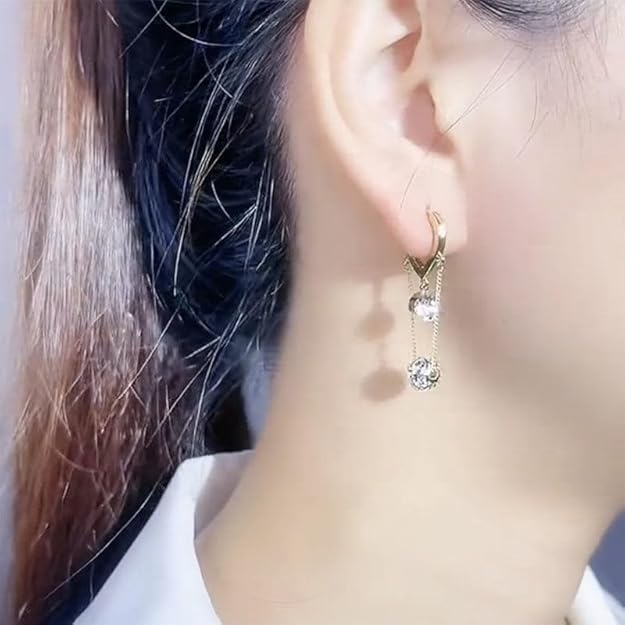 Ritach Gold Chain Earrings for Women Trendy Dainty 925 Sterling Silver Post 14k Gold Plated Chain Tassel Dangle Hoop Earrings for Gifts