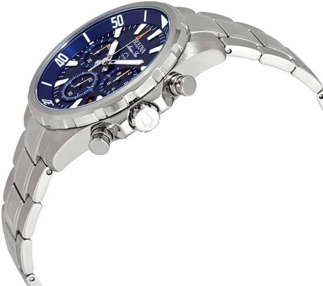 Bulova Men's Marine Star Series B Stainless Steel 6-Hand Chronograph Quartz Watch, Blue Dial Style: 96B256
