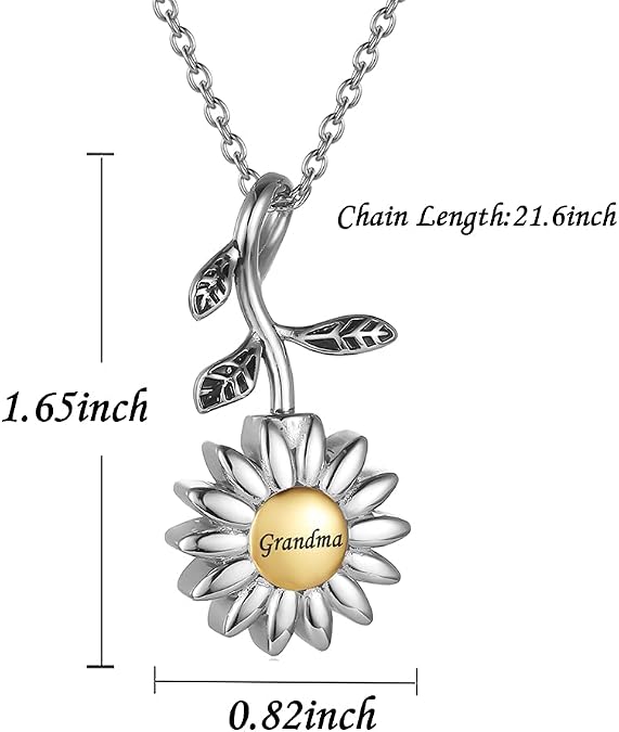 Sunflower Cremation Jewelry for Ashes for women Keepsake Stainless Steel Memorial Pendant Cremation Urn Necklace for Human Ashes