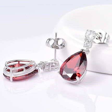 GULICX Bling Silver Tone Cubic Zirconia Pear Distinctive Engagement Party Dangle Earrings