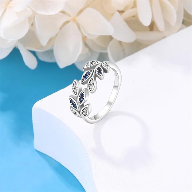 KUNSIR 925 Silver Rings for Women Cubic Zirconia Ring Rings for Women Sterling Silver Rings Wedding Band Rings Gift Ring Sterling Silver Rings Size 7-8
