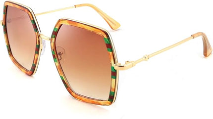 FEISEDY Women Large Hexagon Inspired Sunglasses Fashion Irregular Design Style Geometric B2503