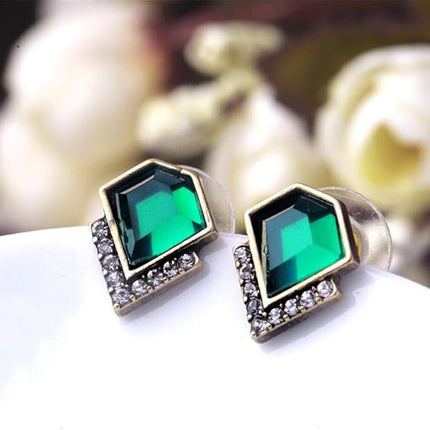 AILUOR Vintage Style Emerald Green Rhinestone Earrings, Fashion Art Deco Antique Wedding Bridal Prom Stud Earrings Hook Chandelier Dangle Earrings Jewelry for Women