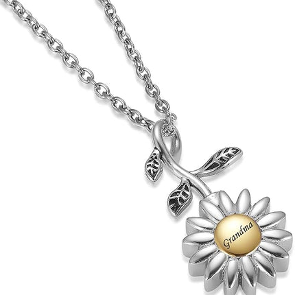 Sunflower Cremation Jewelry for Ashes for women Keepsake Stainless Steel Memorial Pendant Cremation Urn Necklace for Human Ashes
