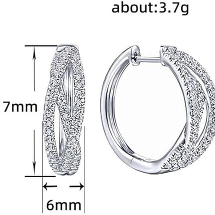 High-Carbon Diamond Double Hoop Earrings, Lab Diamond Split Hoop Earrings, 925 Sterling Silver Hypoallergenic Earrings For Women Gifts For Her
