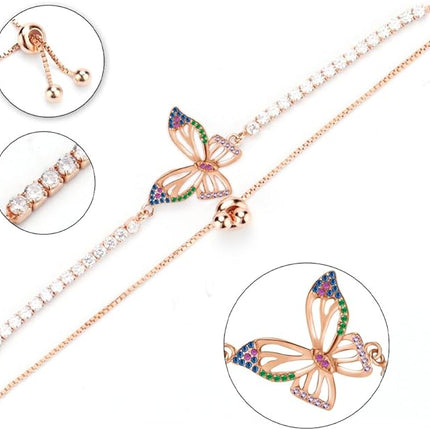 Gifts, Tennis Butterfly Bracelet Sparkling Cubic Zirconia Bracelet ,Gifts for Women Mom Wife