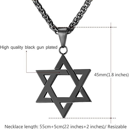 U7 Star of David Necklace for Men Women Gold/Stainless Steel Hexagon Pendant with Cross/Ruby Stone/Classic Jewish Israel Necklaces, Length 22"