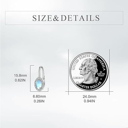 CRMAD Turquoise/Larimar/Moonstone Stud Earrings for Women 925 Sterling Silver Leverback Earrings Jewelry Gift for Girls