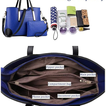 Chikencall® Women Clacssic Tote Bag Fashion Handbag And Purses Ladies Shoulder Bag Top Handle Satchel Wallet Set 2pcs