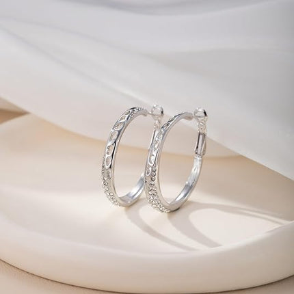 Stunning Austrian Crystal Hollow Hoop Earrings for Women Fashion 14K Gold Plated Hypoallergenic Jewelry Gift
