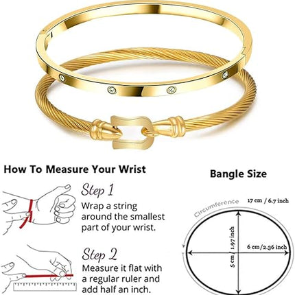 Women's Gold Plated Friendship Bracelet Personality Stackable Stainless Steel