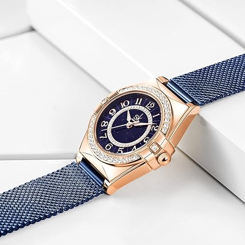 SK Ladies Easy Read Watch with Arabic Numerals Crystal Diamond Women Dress Watches Water Resistant