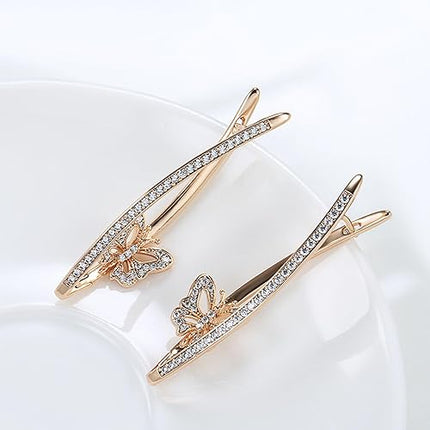 Butterfly Earrings for Women Cubic Zirconia Earrings Rose Gold Hoop Earrings Dangling Earrings Jewelry for Gift