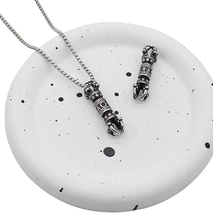 Buddhist Stainless Steel Vajra Pendant Necklace ,Dorje Buddhism Amulet Tibetan Pendant with 22+2" Stainless Steel Chain