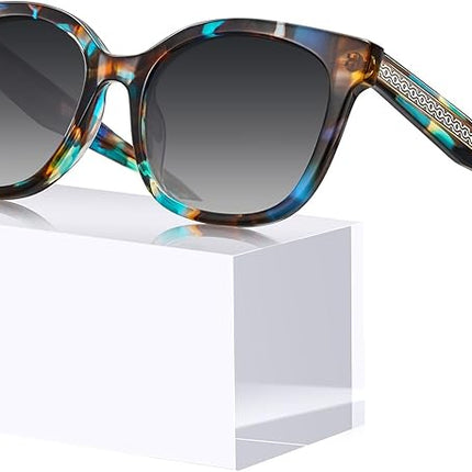 CARFIA Cat Eye Acetate Polarized Sunglasses for Women UV Protection, Retro Ladies Eyewears with Embossed Pattern Wire Core