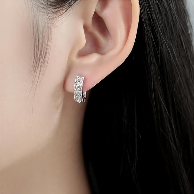 CYCUFF 925 Sterling Silver Hoop Earrings Colorful Cubic Zirconia Jewelry Earrings for Women Set Earring Gifts for Her