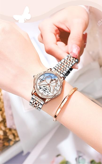 Reginald Watches for Women Fashion Casual Dress Watch Waterproof Butterfly Skeleton Dial Automatic Mechanical Watch