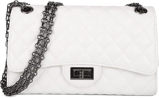 Gladdon Quilted Leather Crossbody Purse for Women Trendy Ladies Shoulder Bag with Chain Designer Purses