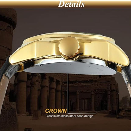 Triangle Golden Skeleton Watch for Men Mechanical Automatic Wristwatch Sport Silver Stainless Steel Mens Watches
