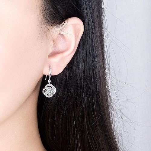 Four- Leaf Clover 5A Cubic Zirconia Sterling Silver Dangle Drop Earrings Gift for Women Gemini Sets