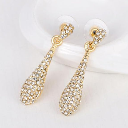 YINLI Full Crystal Rhinestone Gem Tear Drop Pendant Necklace Earrings Jewelry Sets