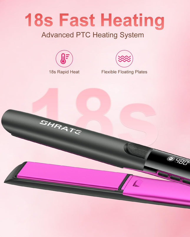 SHRATE Flat Iron Hair Straightener | 2 in 1 Flat Iron and Curler | 1.2 Inch
