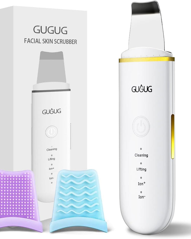 GUGUG Skin Scrubber Face Spatula Skin Spatula Pore Cleaner Blackhead Remover Tools for Facial Deep Cleansing-4 Modes -White