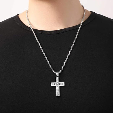 Stainless Steel Cross Pendant for boys Men's Cross Necklace