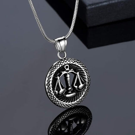 Necklace Zodiac Star Sign Horoscope Pendant 316L Stainless Steel Astrology Birthday Gifts Mens