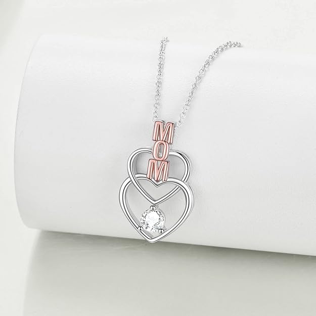 POPKIMI Mothers Day Gifts for Mom/Grandma Nana/Wife/Daughter/Girlfriend Birthday Jewelry 925 Sterling Silver Crystal Jewelry I Love You