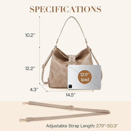 Missnine Hobo Bags for Women Vegan Leather Shoulder Tote Purses and Handbags Large Trendy Crossbody Bag