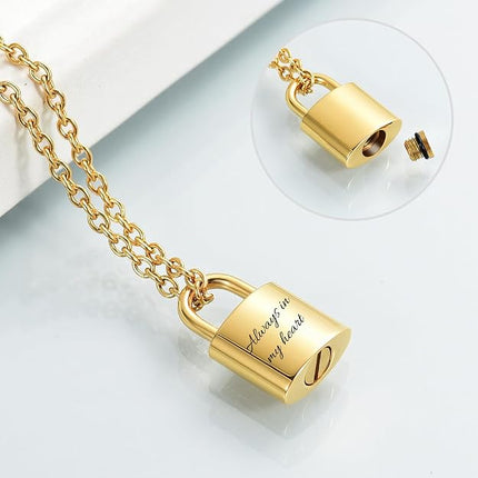 Imrsanl Padlock Cremation Jewelry for Ashes Urn Necklace for Women Men Stainless Steel Keepsake Memorial Punk Lock Pendant Ashes Holder